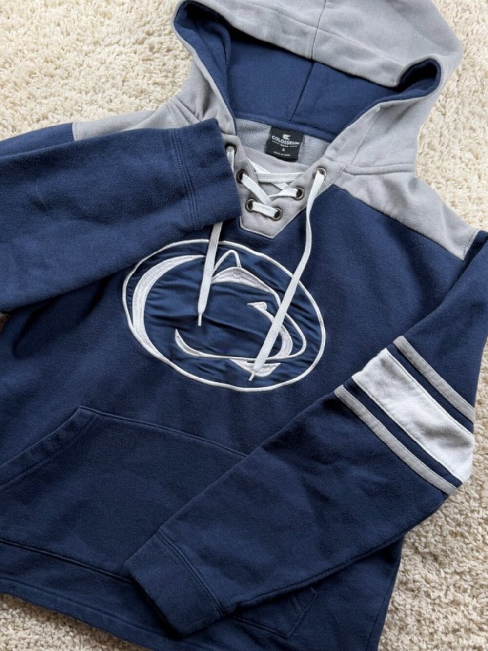 Colosseum Penn State Nittany Lions Lace Up Hoodie Men's Small Navy Blue Pullover
